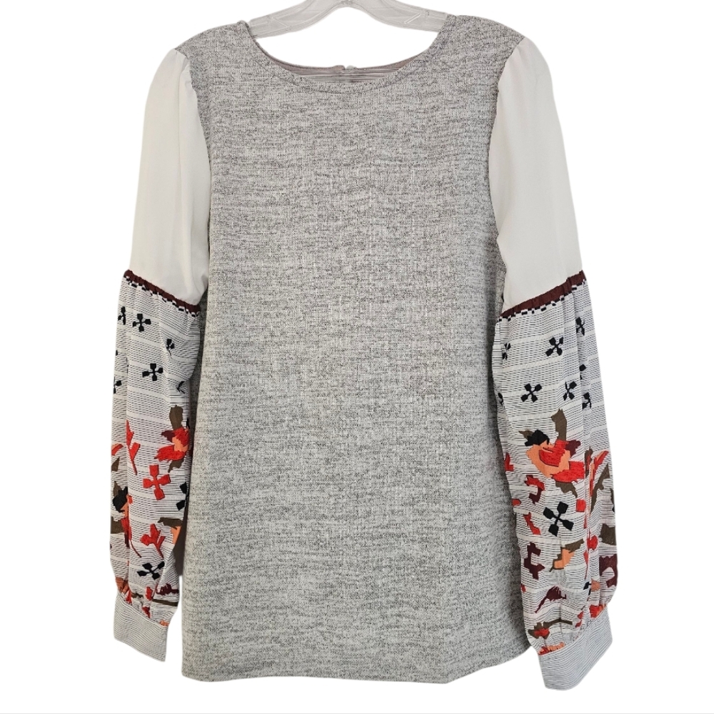 TRÏBE Boho Long Sleeve Gray Sweatshirt Size XL NWT
